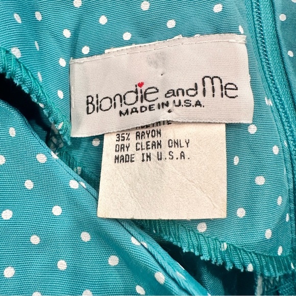 Vintage 90’s Teal Polka Dot Belted Dress “Blondie and Me” NWT​ - Picture 7 of 11